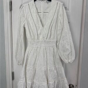 Guess White Eyelet Mini Dress